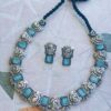 Veda Aquamarine Silver Necklace set