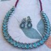 Veda Aquamarine Silver Necklace set