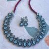 Veda Aquamarine German Silver Necklace set