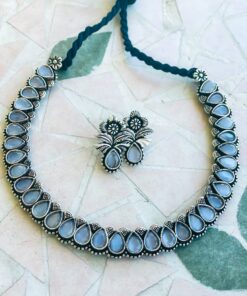 Veda Grey German Silver Necklace set