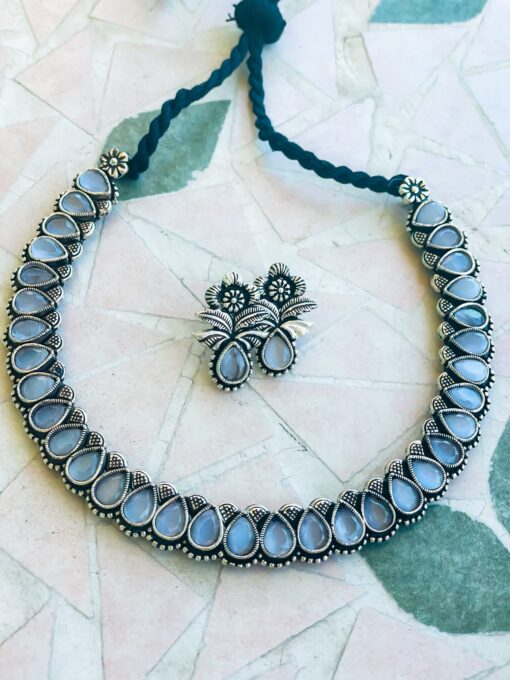 Veda Grey German Silver Necklace set