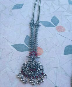 Veda Lakshmi German Silver Long Necklace set